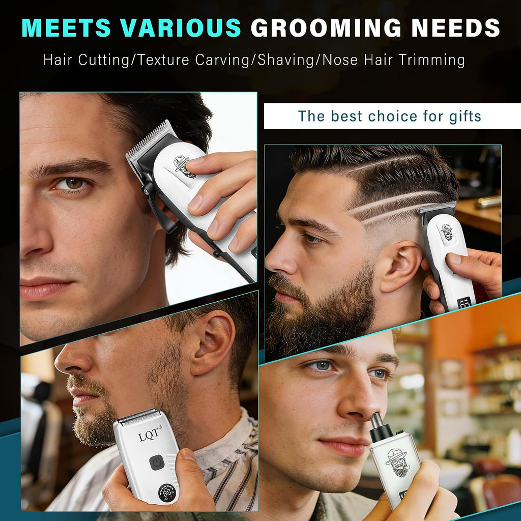 Hair Clippers For Men Rechargeable Cordless Beard Trimmer & Electric Shaver, Hair Cutting Kit With Lcd Display Gift For Dad, Husband, Men