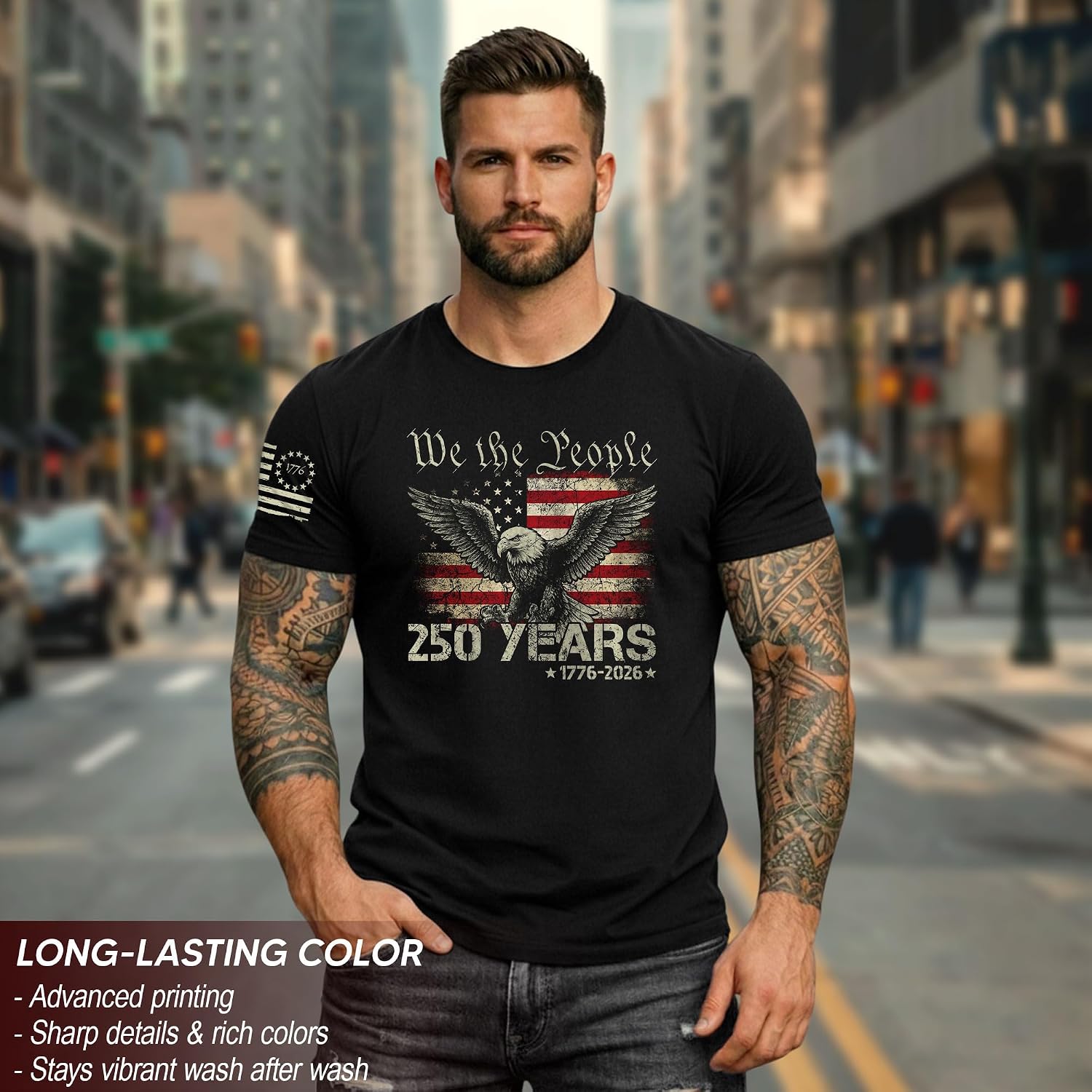 250Th Anniversary Usa T-Shirt, Patriotic Shirts For Men | This Patriotic 1776-2026 Shirt Honors The Historic Anniversary Milestone, Delivering A Classic Graphic Tee For Men.