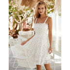 Women'S 2026 Summer Floral Dress Square Neck Strapped Swing A Line Beach Dress