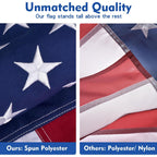 American Flags For Outside 3X5, Heavyduty Spun Polyester American Flag For High Wind Outdoor, Uv Protected/Sewn Stripes/Embroidered Stars/Brass Grommets, Us Flag Built For The Toughest Conditions (3X5 Foot)