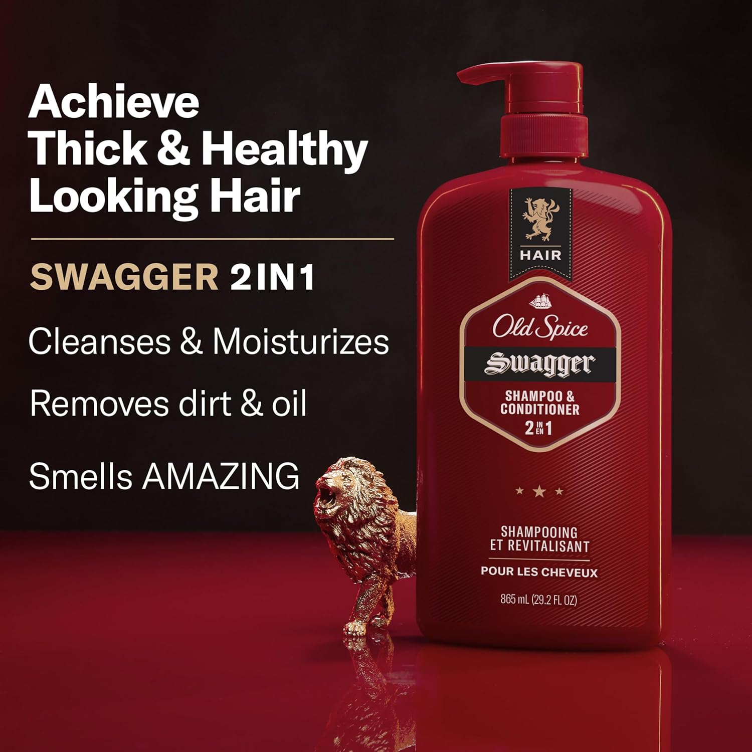 Old Spice Mens 2-in-1 Shampoo and Conditioner Set, Swagger, Cedarwood Lime Scent, For All Hair Types, Healthier, Fuller, More Moisturized Looking Hair, Barbershop Quality, 29.2 fl oz Each, Twin Pack