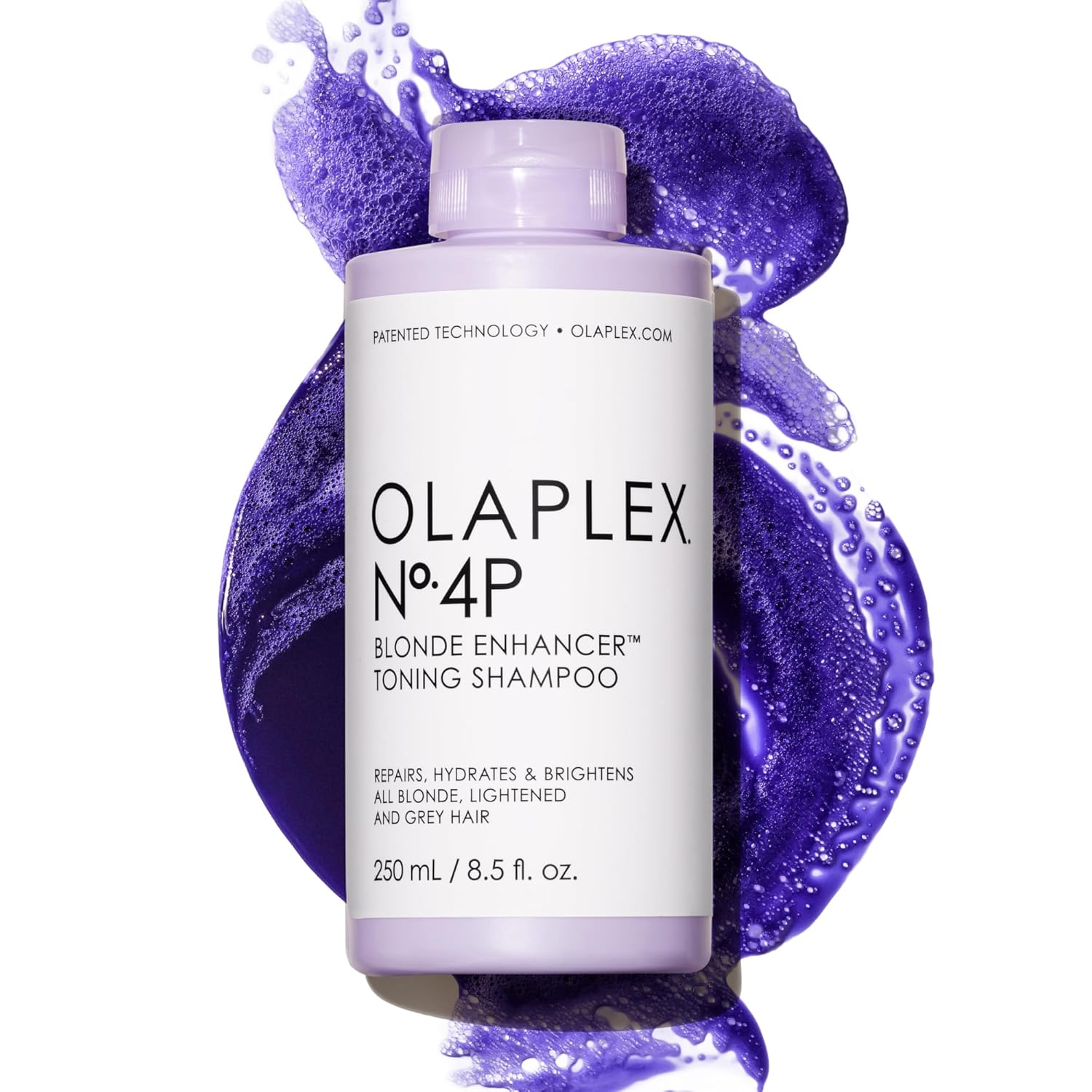 Olaplex Nº.4P Blonde Enhancer Purple Toning Shampoo: Neutralizes Brassiness & Strengthen | Repairs Damages & Hydrates Hair | For Coily, Curly, Straight, and Wavy