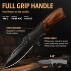 Grand Way Pocket Knife Spring Assisted Folding Knives - Best Camping Hunting Fishing Hiking Survival Knife - Travel Accessories Gear - Stocking Stuffers for Men 0207