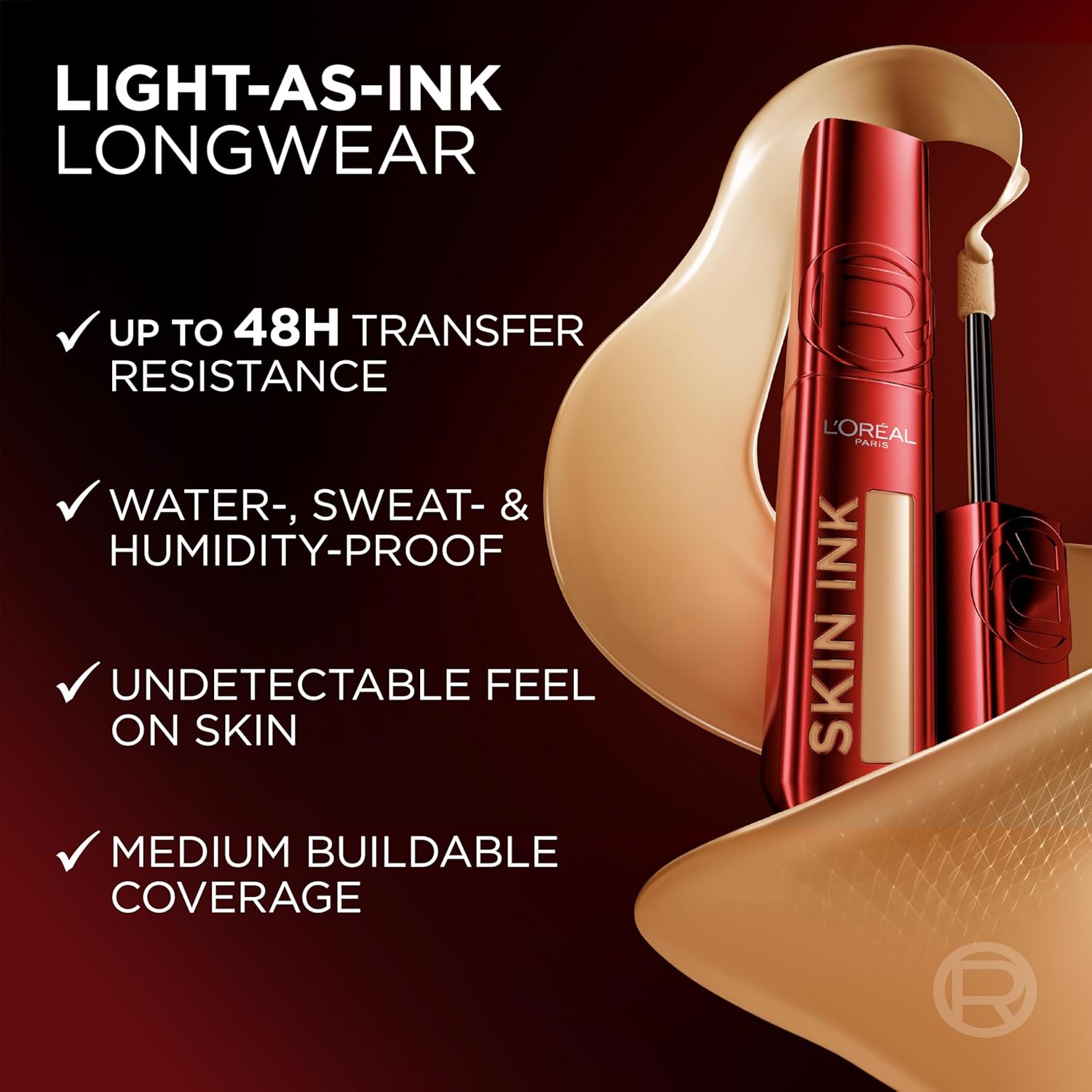 L'Oreal Paris Infallible Skin Ink 2-in-1 Foundation Concealer Hybrid Face Makeup, up to 48HR Transfer-Resistant with Medium Coverage, 80 Light Warm