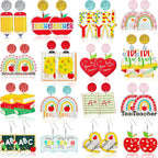 16 Pairs Teacher Earrings Bulk Glitter Acrylic Teacher Earrings for Women Graduation Holiday Jewelry Gifts