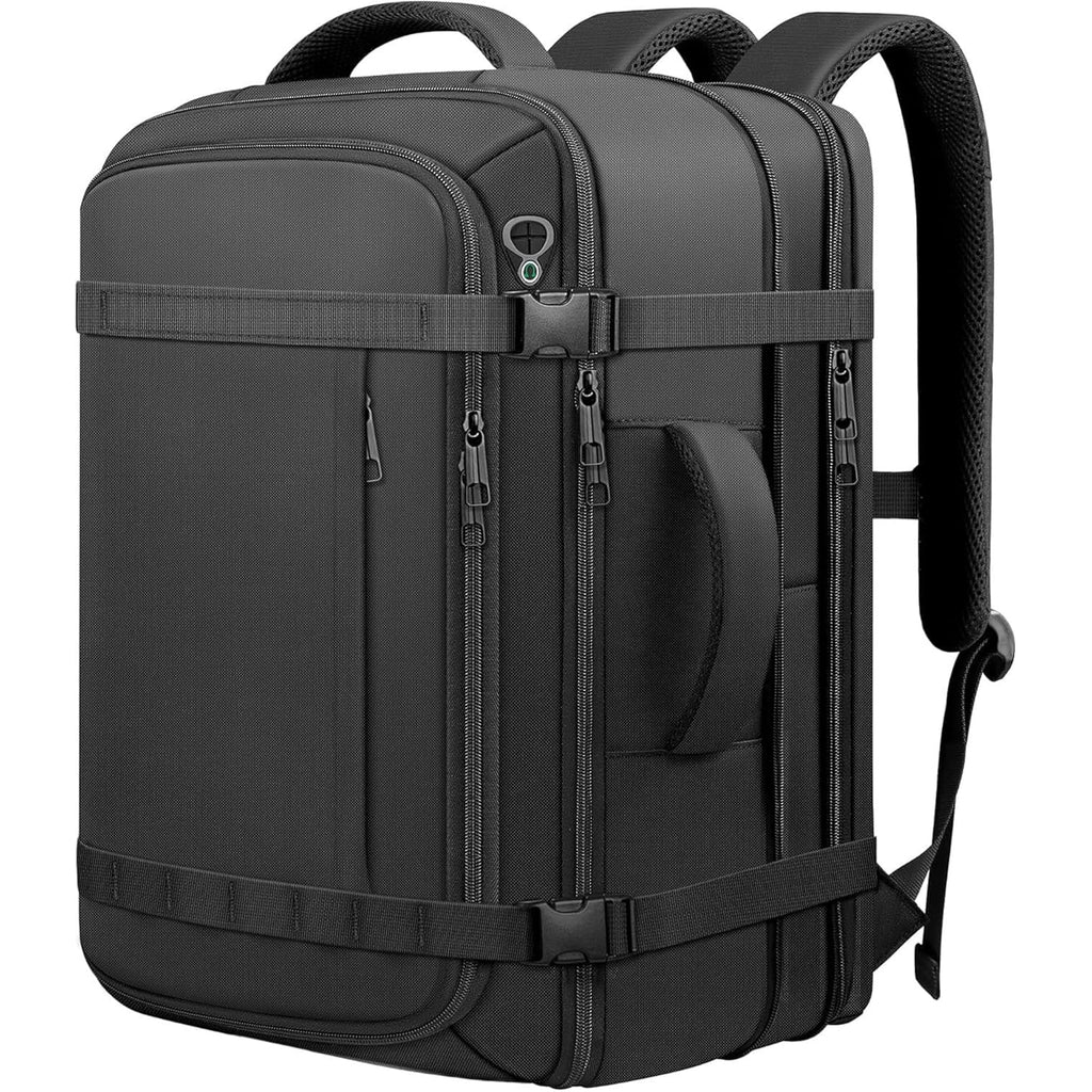 Travel Backpack With Lifetimewarranty,Expandable Carry On Backpack With Cable Access Port,Fits 17.3" Laptop Notebook,Water Resistant Weekender Backpack Business Trips,Daily Travel,Black