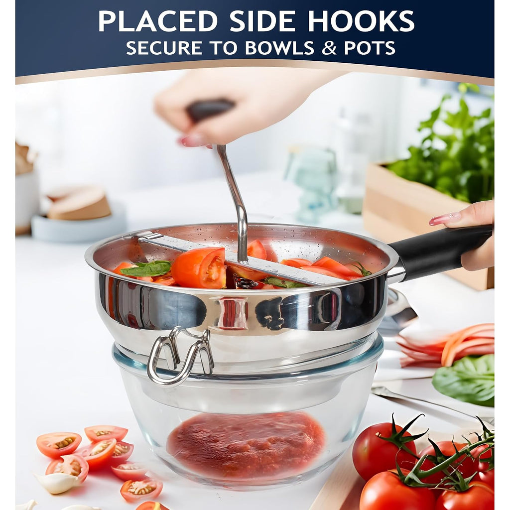 Stainless Steel Food Mills With 3 Milling Discs,Ergonomic Design Of Rotary Food Mills For Tomato Sauce,Potatoes,Jams With Silicone Handle Dishwasher Safe, Multifunctional Spoon,Orange