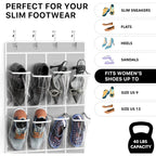 Simple Houseware 24 Pockets - Crystal Clear Over The Door Hanging Shoe Organizer, Gray (64'' X 19'')