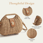 Straw Crossbody Bag For Women, Summer Beach Boho Handwoven Purse With Adjustable Strap, Lightweight Shoulder Bag | Handwoven Straw