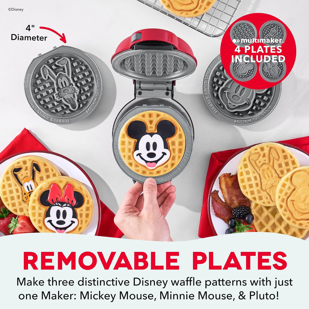 Disney | Dash Multimaker® Mini Maker System - Electric Waffle Maker & Swappable Plates - 1 Multimaker®, 4 Plates, Mickey Mouse & Friends Design, Aluminum