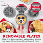 Disney | Dash Multimaker® Mini Maker System - Electric Waffle Maker & Swappable Plates - 1 Multimaker®, 4 Plates, Mickey Mouse & Friends Design, Aluminum
