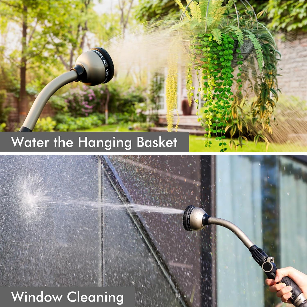Restmo Watering Wand Heavy Duty, 15-Inch Long Hose Nozzle Sprayer | 10 Spray Patterns & Thumb Flow Control, Metal Garden Hose Wand For Water Hanging Baskets And Shrubs, Bronze
