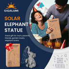 Gigalumi Solar Garden Decor Watering Elephant Statues Outdoor, Birthday Gifts For Women Mom Grandma Senior Elder, Elephant Ornament For Balcony, Garden, Patio, Yard, Lawn (Constant Lights Only)