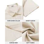 Coofandy Men'S Button Down Shirt Short Sleeve Dress Shirt Casual Beach Summer Wedding Shirt