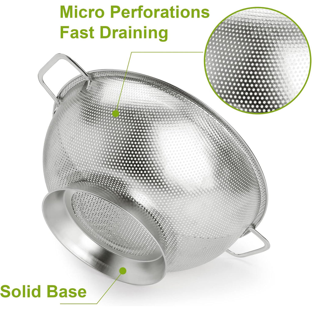Gulex Colander Stainless Steel 3-Quart, Strainer Kitchen, Dishwasher Safe
