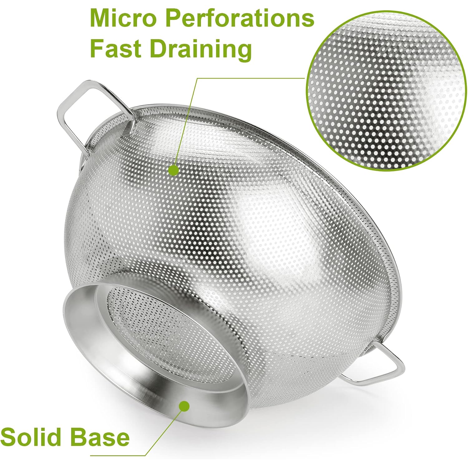Gulex Colander Stainless Steel 3-Quart, Strainer Kitchen, Dishwasher Safe