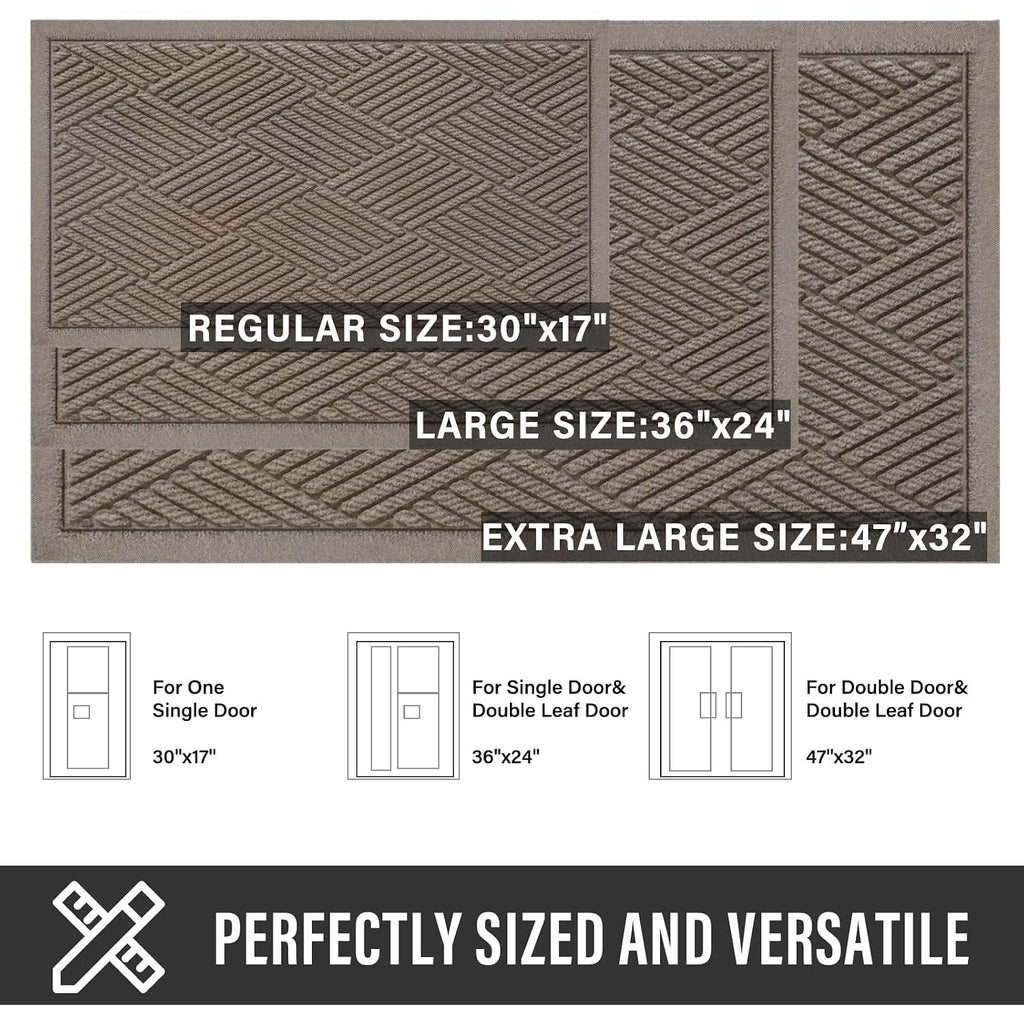 Sturdy Front Door Mat, Absorbent Muddy Dirt Resist Welcome Door Mats Outdoor Indoor, Stain And Fade Resistant, Non-Slip Rubber Backing Low Profile Doormat For Entryway, 30×17, Beige
