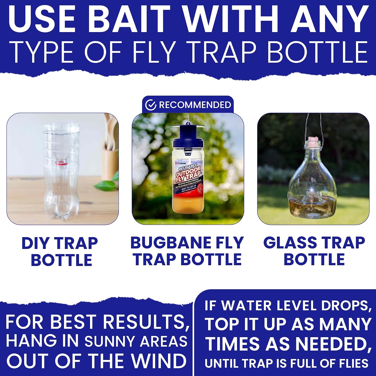 Fly Bait Fly Trap Refill Packets 6X1Oz. Non Toxic Dissolvable Granules Work With All Reusable Flies Traps Outdoors Attractant. Flies Trap Bait Magnet Ranch Flytrap Outdoors. Cebo Para Moscas