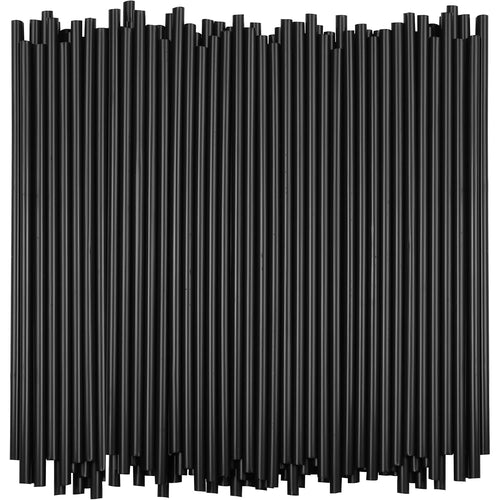 7.75" Plastic Straws (500 Count), Disposable Straws - Made For Standard 16Oz Glass (Black)