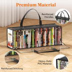 Lifewit Dvd Storage Bags, Clear Pvc Dvd Case Holder With Handles, Front Window Zipper Design, Stackable Media Organizer For Blu Ray Disc, Movie Cases, Vhs Box, Hold 210 Pcs Dvds (35 Each), 6 Pack