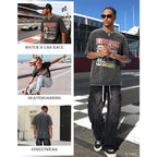 Graphic Tees Acid Washed Y2K Vintage Streetwear Cotton Short Sleeve T-Shirt Tops For Men Women
