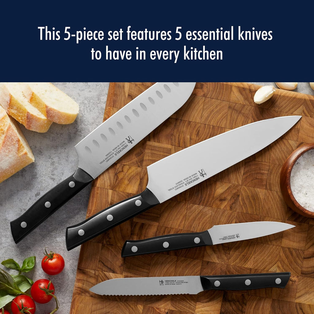 HENCKELS Dynamic Razor-Sharp 5-Piece Kitchen Knife Set, German Engineered Informed by 100+ Years of Mastery