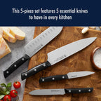 HENCKELS Dynamic Razor-Sharp 5-Piece Kitchen Knife Set, German Engineered Informed by 100+ Years of Mastery