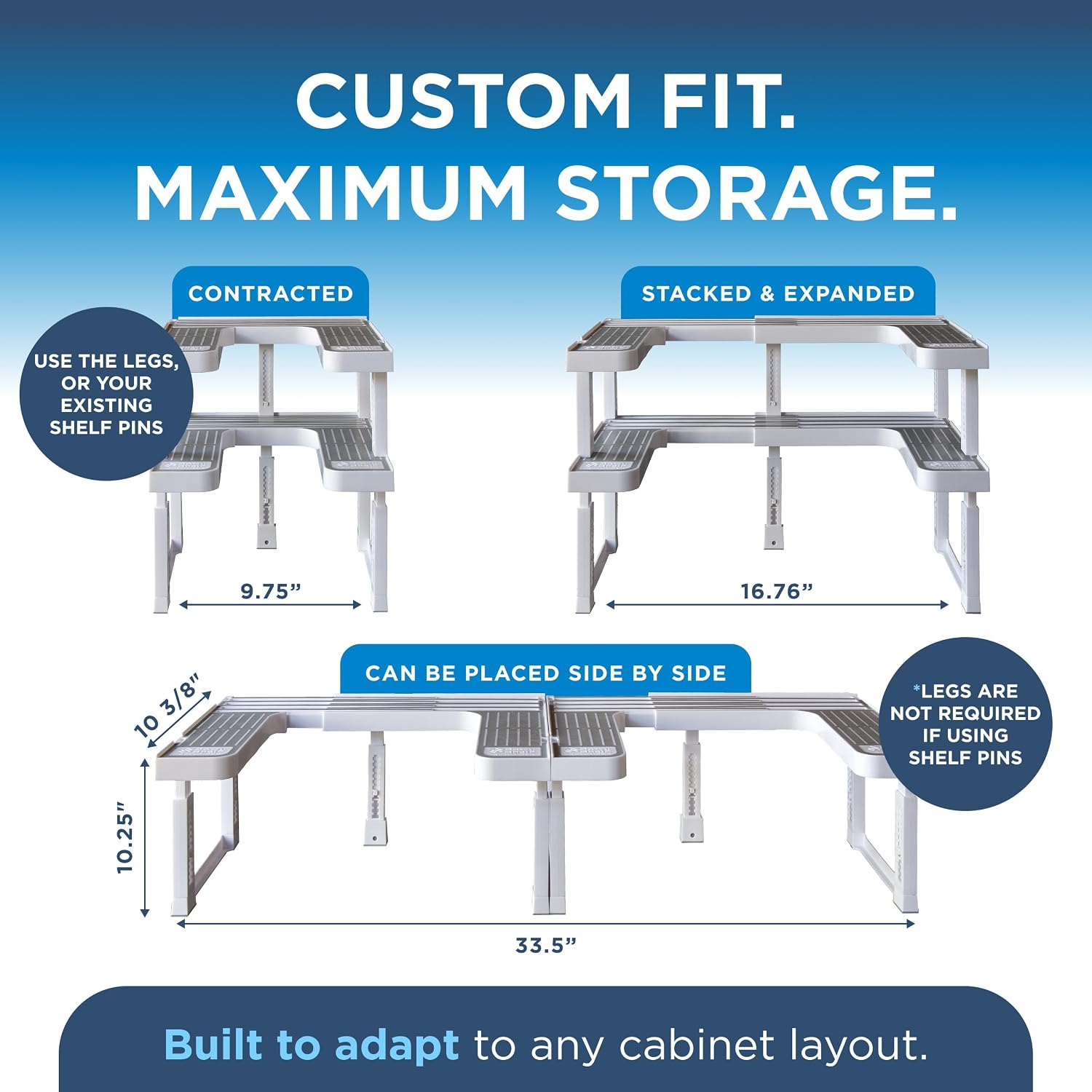 3.0 - Expandable 2 Tiered Spice Rack Organizer For Cabinet & Pantry - Kitchen Seasoning Organizer - Cabinet Spice Racks For Inside Cabinets (Spicy Shelf Premium) - Home Organization