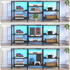 Ygeomer Entertainment Center For Tvs Up To 50 Inch, Entertainment Stand With Power Outlet And Led Lights Open Storage Shelves, Tv Console Table For Living Room And Bedroom, Black