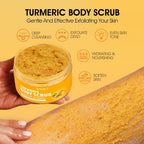 Body Scrub, Turmeric Exfoliating Body Scrub, With Coconut Oil & Vitamin C, Bikini Area Exfoliator Gently Exfoliate Body Hand And Foot Scrub, Moisturized Skin For Women And Men, 11.28Oz/320G