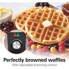 Hamilton Beach Belgian Waffle Maker with PFAS-Free Non-Stick Ceramic-Coated Plates, Browning Control, Indicator Lights, Stainless Steel (26081)