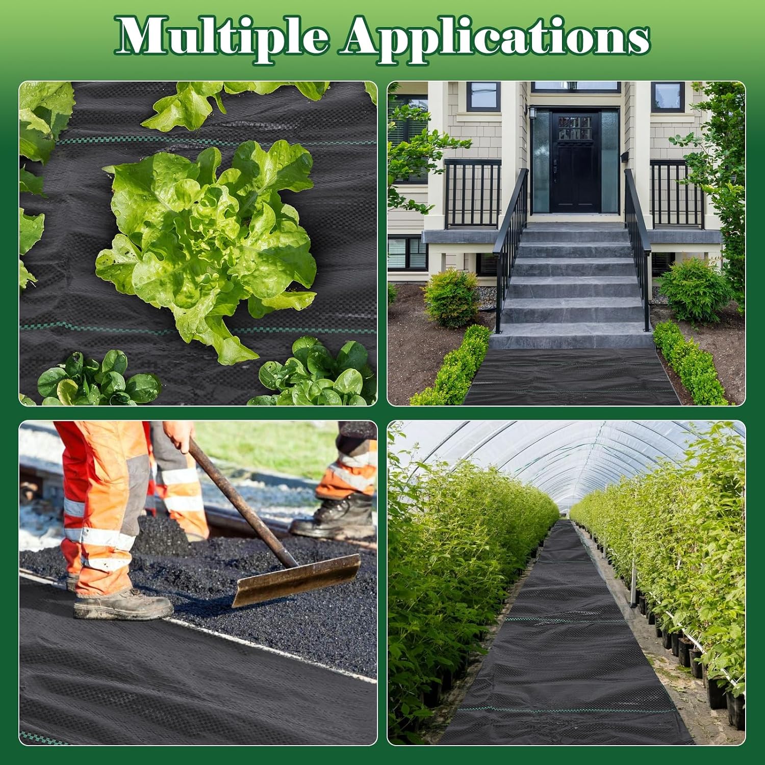 4Ft X 100Ft Landscape Fabric Weed Barrier Fabric, Heavy Duty 3.2Oz Ground Cover Geotextile Fabric For Gardening, With 30 U-Shaped Stakes (2 Pack 4X50Ft)