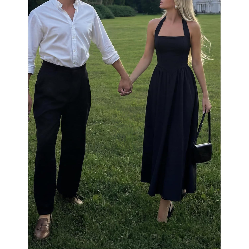 Zesica Women'S Summer Sleeveless Halter Midi Dress 2026 Off Shoulder High Waist Flowy Formal Wedding Guest Long Dresses