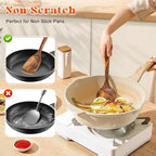 2Pcs Wooden Spatula, Acacia Solid & Slotted Turner Spatula Set, Long Handle Flat Frying Spatulas, Ideal Kitchen Gift For Mother And Grandma, Kitchen Utensils Set For Cooking, Frying, Baking
