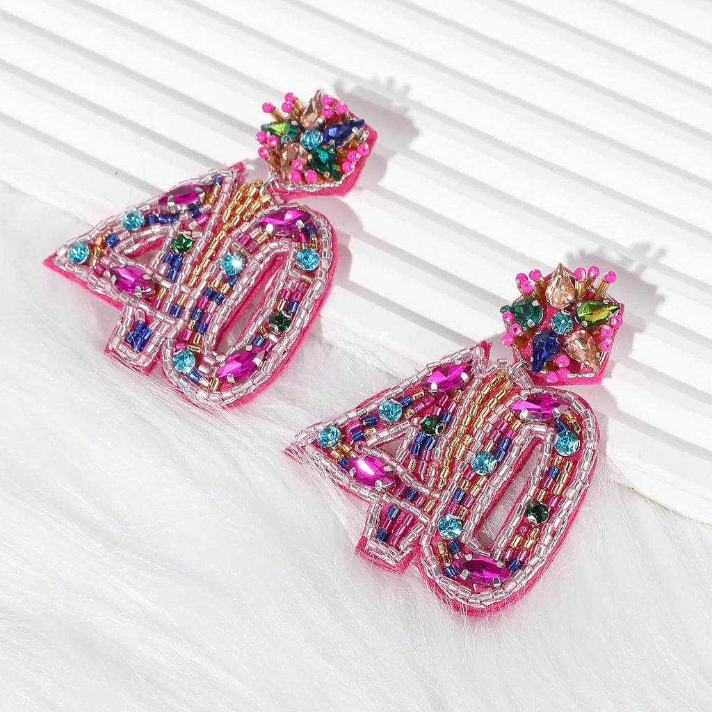 Birthday Earrings for Women, Handmade Beaded Drop Dangle Birthday Earrings for Birthday Party Celebration Outfits Jewelry Gifts for Her