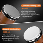 Rolling Knife Sharpener, Diamond & Ceramic Disc, 15° & 20° Magnetic Angle, Fast & Safe For Any Hardness, Sharpening Kit For Kitchen & Pocket Knives, Razor-Sharp Edge, Leather Strop, Classic Kit