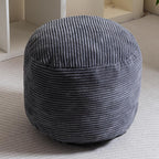 Higogogo Round Stuffed Pouf Ottoman, Corduroy Poufs With Foam Chunk Filling, Furry And Fluffy Pouf Foot Stool Storage Ottoman, 20 X 15 Floor Poufs Foot Rest For Living Room, Dark Grey
