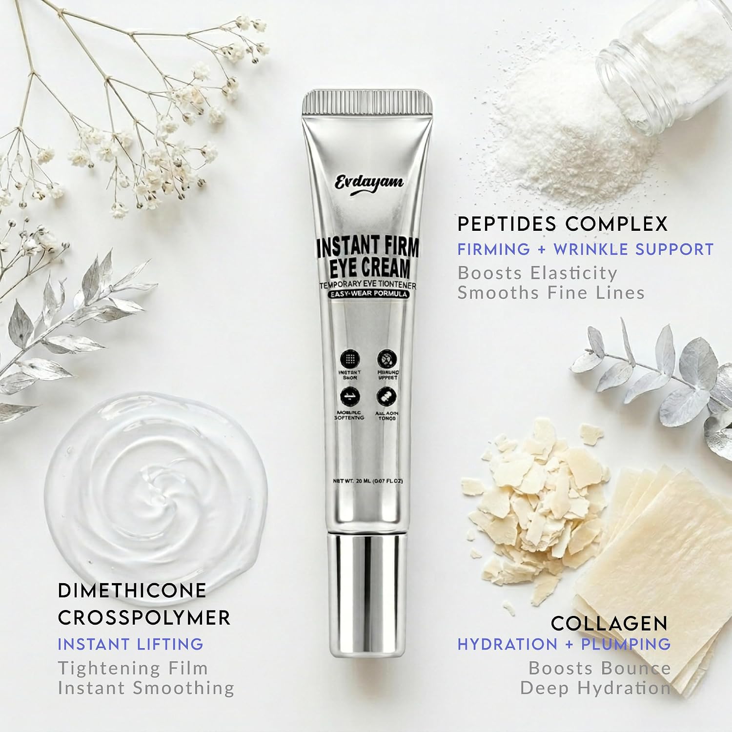 Instant Eye Tightener Cream – Anti Aging Eye Treatment For Eye Bags & Wrinkles – Instant Face Lift Effect For Under Eye Puffiness, Fine Lines & Tired Eyes – 5-Minute Firming Formula – 15Ml