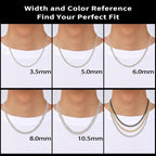 Fiusem 3.5mm Cuban Link Chains for Men, Silver Tone/Black/14K Gold Plated Stainless Steel Necklace Chain, Mens Necklace 16, 18, 20, 22, 24, 26, 28 Inch