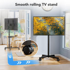 Mobile Tv Cart Stand With Wheels For 23-60" Tvs, Height Adjustable, Portable Floor Stand Holds Up To 88 Lbs, Rolling Tv Mount Max Vesa 400X400Mm
