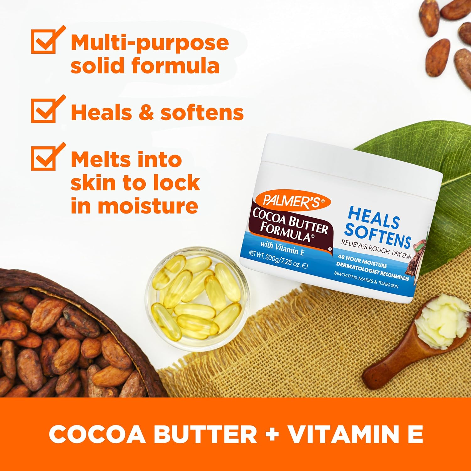Palmer'S Cocoa Butter Formula Daily Skin Therapy Solid Lotion With Vitamin E, Body Moisturizer For Extremely Dry Skin, Softens And Soothes, 7.25 Ounces, (Pack Of 1)