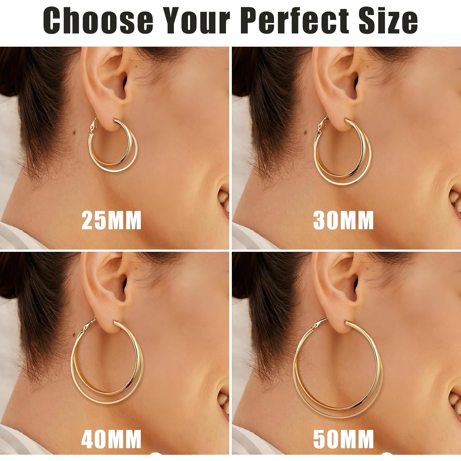 Gacimy 14K Gold Plated Criss Cross Hoop Earrings for Women, 3mm Wide Double Layer Flat Crossover Hoops, Lightweight X-Shape Statement Earrings