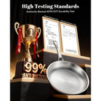 Titanium Pan, 12 Inch Pure Titanium Hammered Pro frying pan with Lid, Non-Toxic Skillet for Cooking, PFAS/PFOA/PTFE Free Cookware, Dishwasher&Oven Safe, Kitchen Induction Compatible