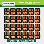 Freshware Meal Prep Containers [50 Pack] 3 Compartment Food Storage Containers With Lids, Bento Box, Bpa Free, Stackable, Microwave/Dishwasher/Freezer Safe (24 Oz)