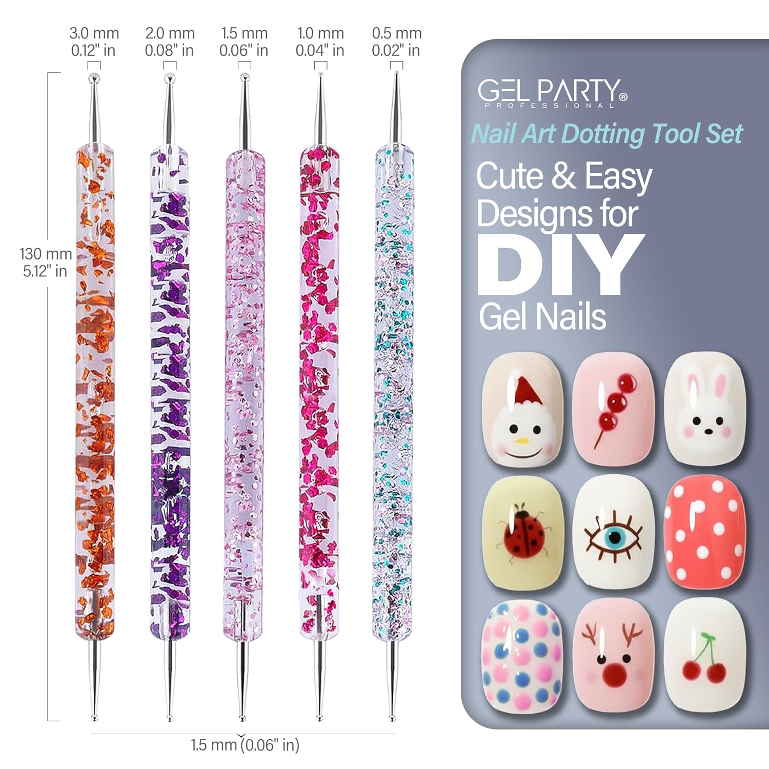 GELPARTY 32-Piece Nail Art Brush Set Professional Brushes for Acrylic, Gel, UV, Ombre, Dotting & 3D Designs | Drawing Pen For Gel Complete Kit for Salon & DIY Use