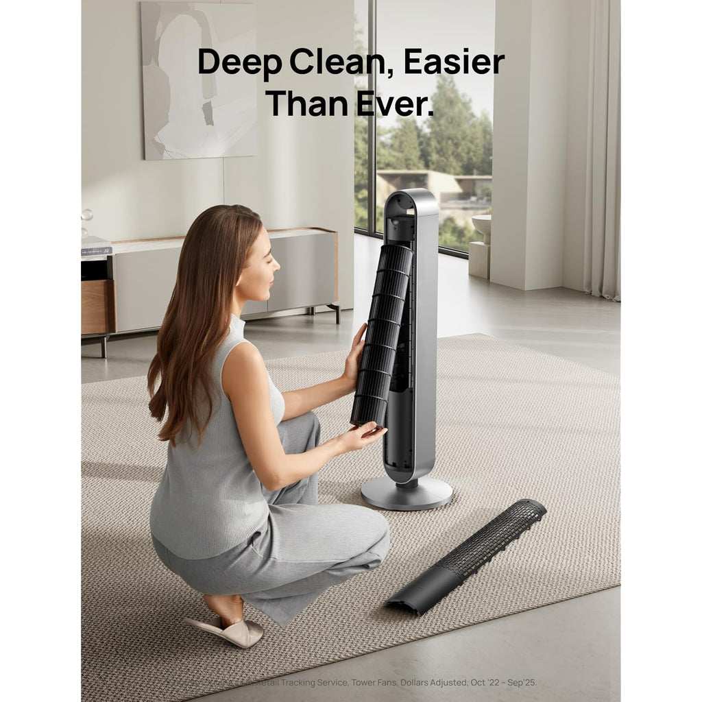 Dreo Smart Tower Fan For Bedroom, 120° Oscillating Fan, 20Db Quiet Dc Motor | 28Ft/S Airflow, 12 Speeds, 4 Modes Bladeless Standing Fan, 12H Timer Cooling Fan For Home, Living Room, App & Alexa Control