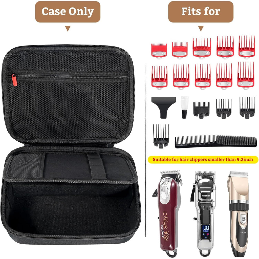 ProCase Hard Travel Case for Hair Clippers, Hair Cutting Barber Supplies Holder, Trimmer Organizer Storage Bag for Hatteker/Oneisal/Wahl 5Star/Andis Men Razor Guard Grooming Kits -Black