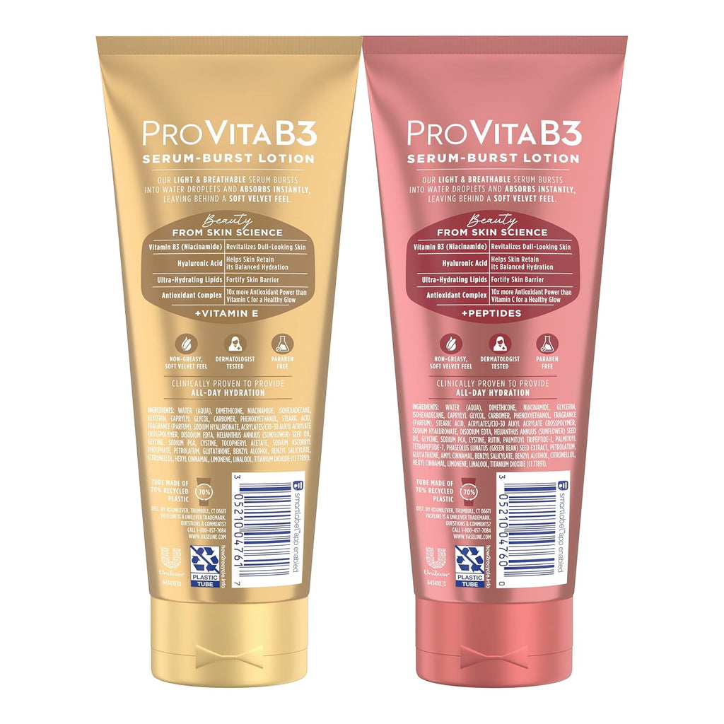 Vaseline Pro Vitab3 Skin Care Serum Burst For Healthy, Glowing Skin Luminous Glow & Supple & Soft 10X Antioxidant Power Of Vitamin C With Vitamin B3, Hyaluronic Acid 7.5 Fl Oz 2Pk