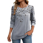 Long Sleeve Shirts for Women Casual Fall Fashion Crewneck Pleated Tunic Tops Work Outfit Blouse