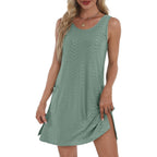 Bkrive Coverup Summer Dresses For Women 2026 Eyelet Casual Loose Sleeveless Sundresses Tank Dresses With Pockets